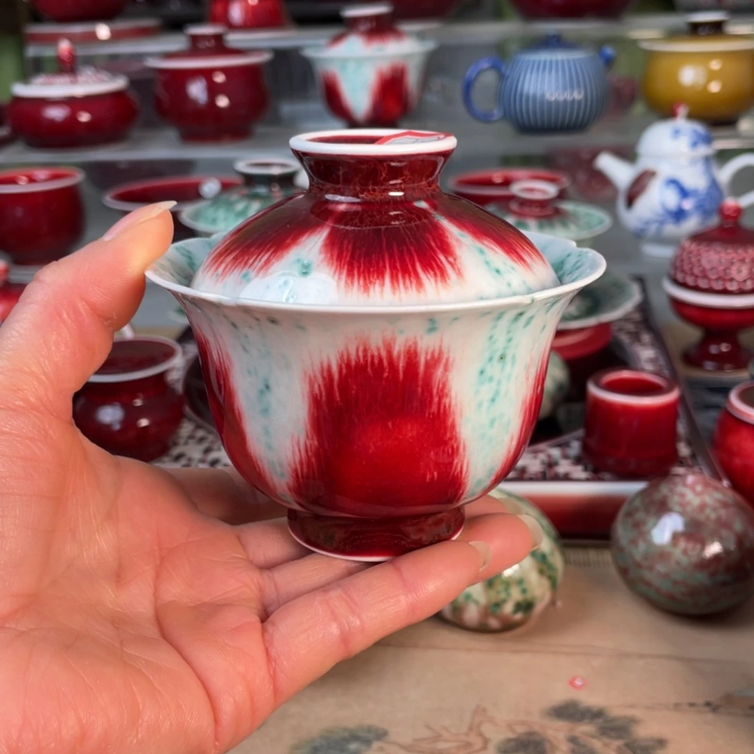 景德镇原矿釉盖碗