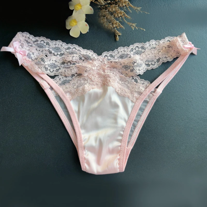 陷入情网~女生法式缎面纯欲风女士高开叉镂空性感内裤女2025新款