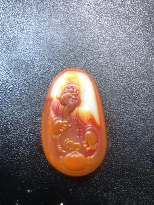 和田玉财神吊坠项链