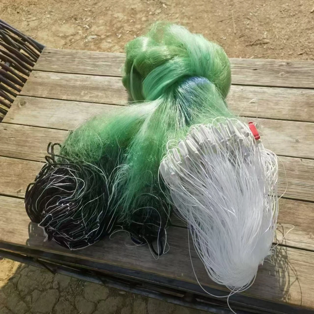 三层沉网100米高强度户外撒网捕鱼网鲫鱼丝网草鱼鲤鱼三层粘鱼网