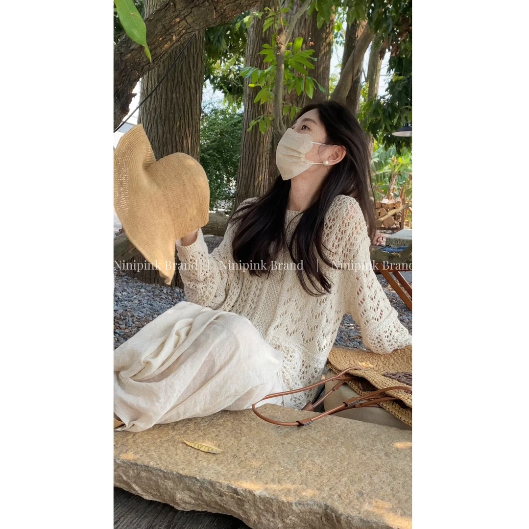 5531庄不腻春夏新款【大理】镂空钩花针织罩衫百搭宽松叠穿显瘦上衣