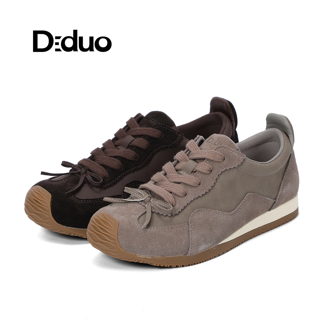 迪朵女鞋新款通勤平底休闲鞋D7C915D4KA2百搭时尚复古潮流