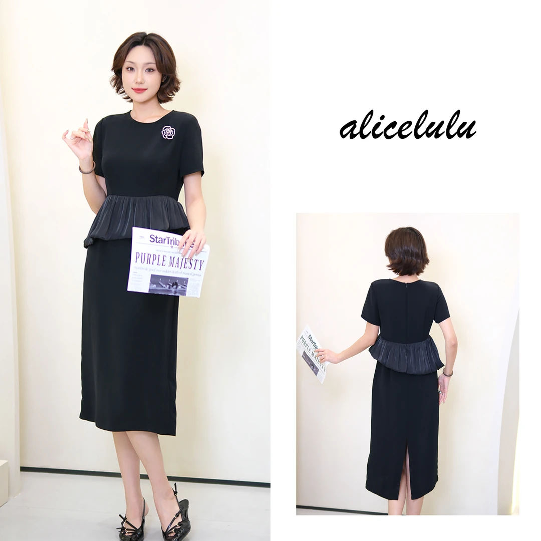1[alicelulu]气质简约时尚连衣裙立体装饰通勤职业S2143061E