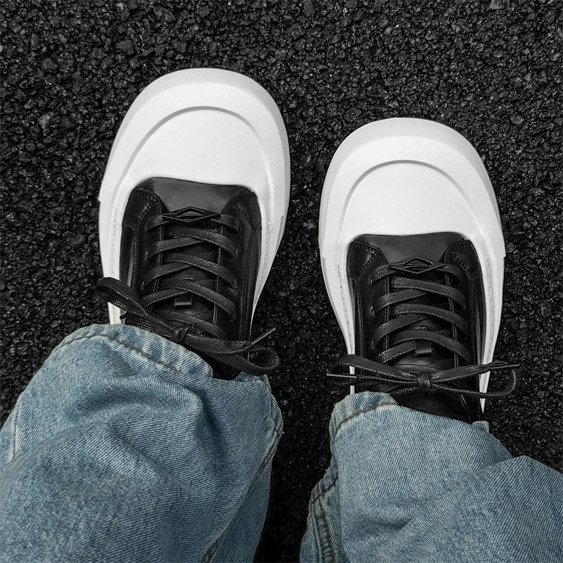 美式大头cleanfit德比鞋2024新款弧月通勤小众板鞋男士高街运动鞋