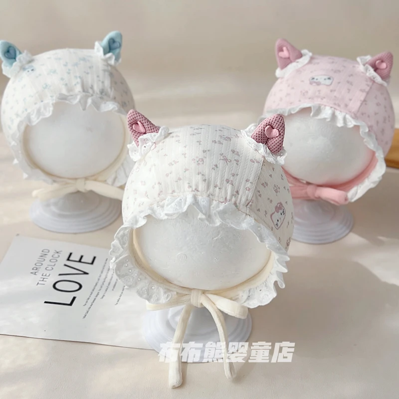婴儿帽子春秋款可爱公主护耳帽女宝宝秋季防风包头帽小月龄宫廷帽