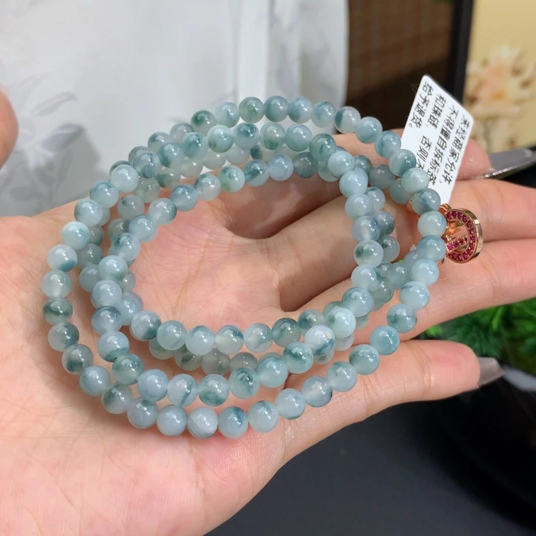 翡翠手链未镶嵌卡5牛仔蓝飘花项链