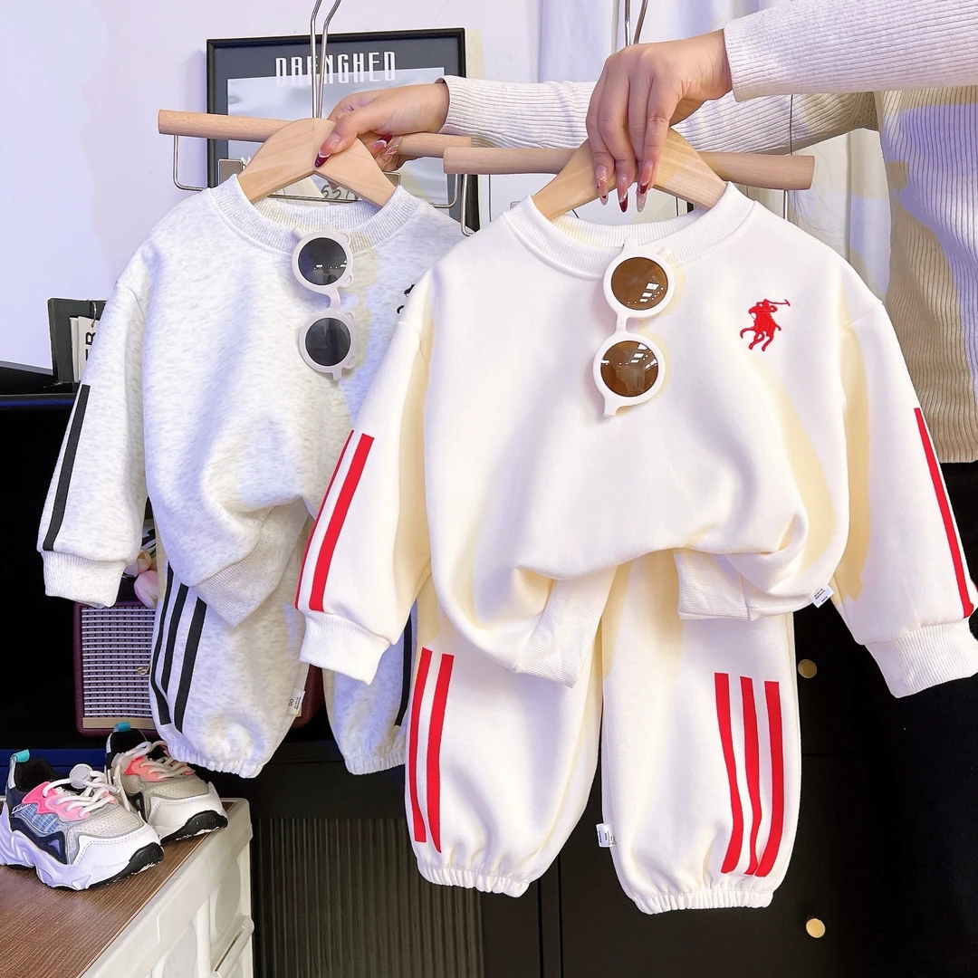 新款春秋季韩版保罗卫衣套装中小童潮童洋气百搭舒适柔软卫衣套装