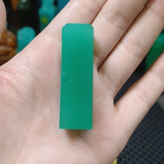 寿山石印石梅子青扁章
