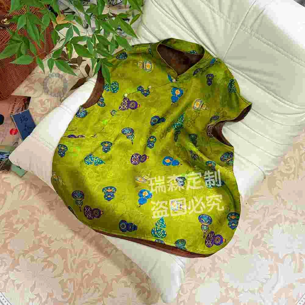 777 绿葫芦改良旗袍立领飞袖上衣香云老料T恤-胸围104-衣长60