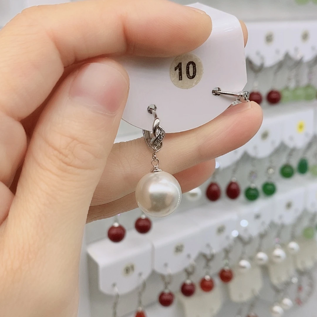 925银14毫米白貝珠