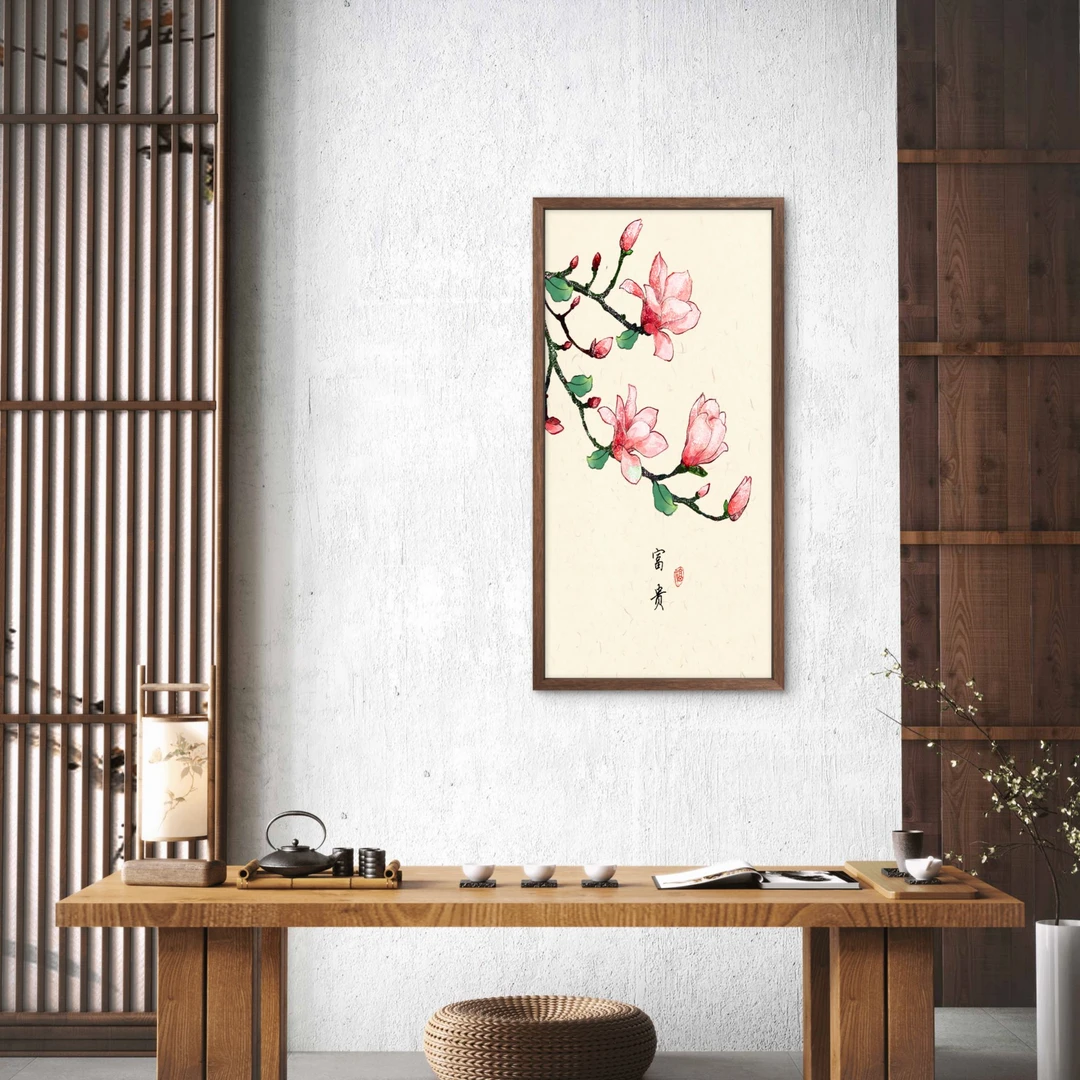 701-35*68富贵中式装饰画木框玄关书房茶室客厅挂画