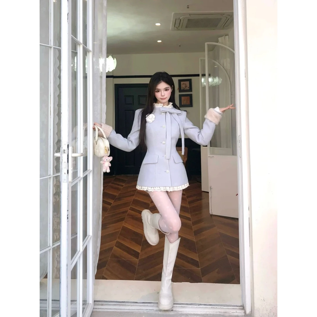 凛冬恋歌 短款时尚毛呢外套女冬季洋气保暖设计感大衣