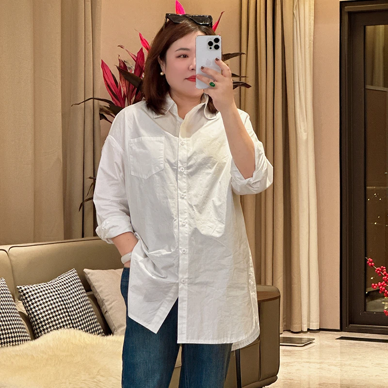 【休闲衬衣】200斤胖mm录途大码女装2024新款春装显瘦减龄衬衣