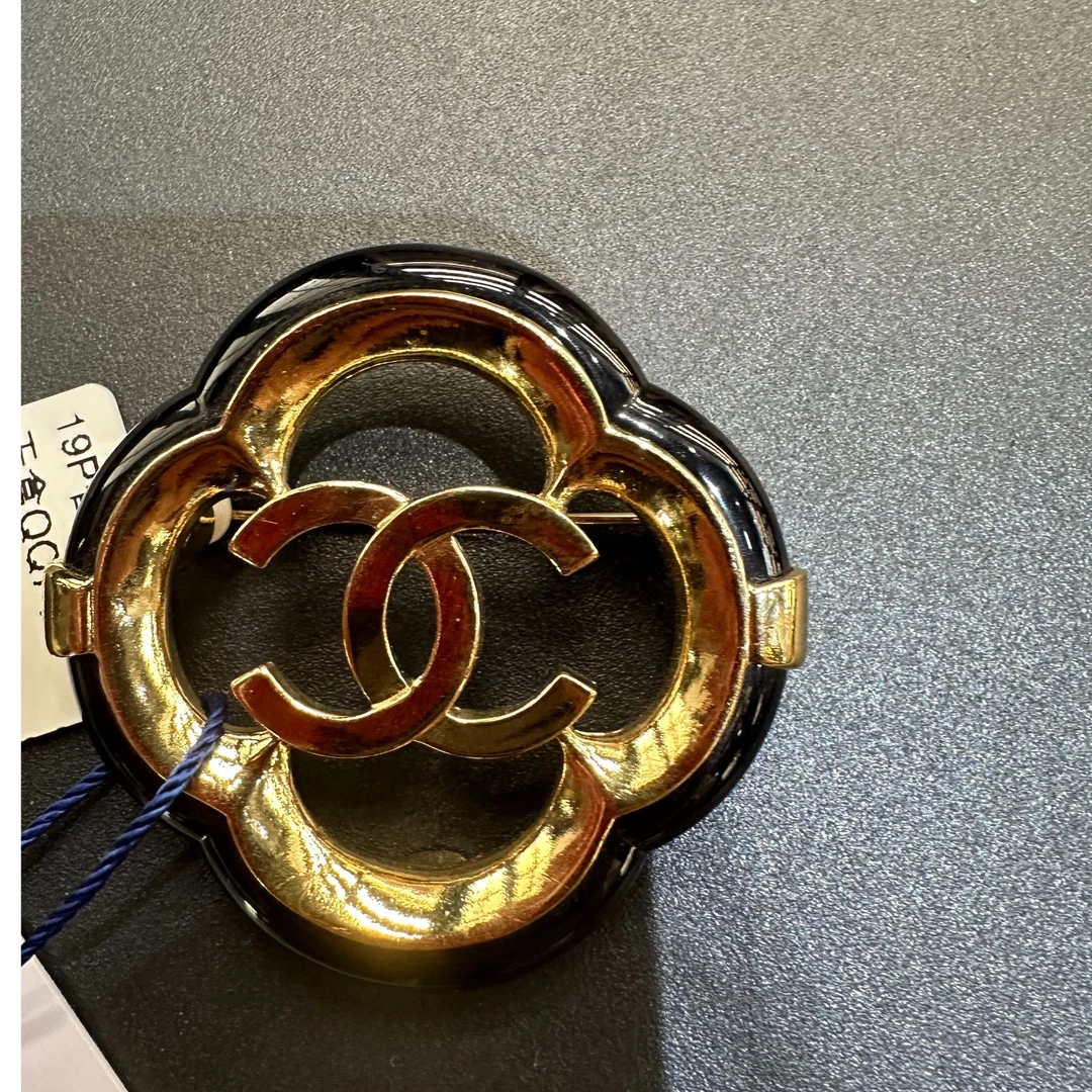 95新 Chanel/香奈儿 黑金花朵胸针 14937378