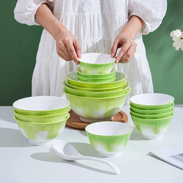 高颜值陶瓷米饭碗家用2025新款吃面汤碗白菜碗餐具釉下彩吃饭小碗