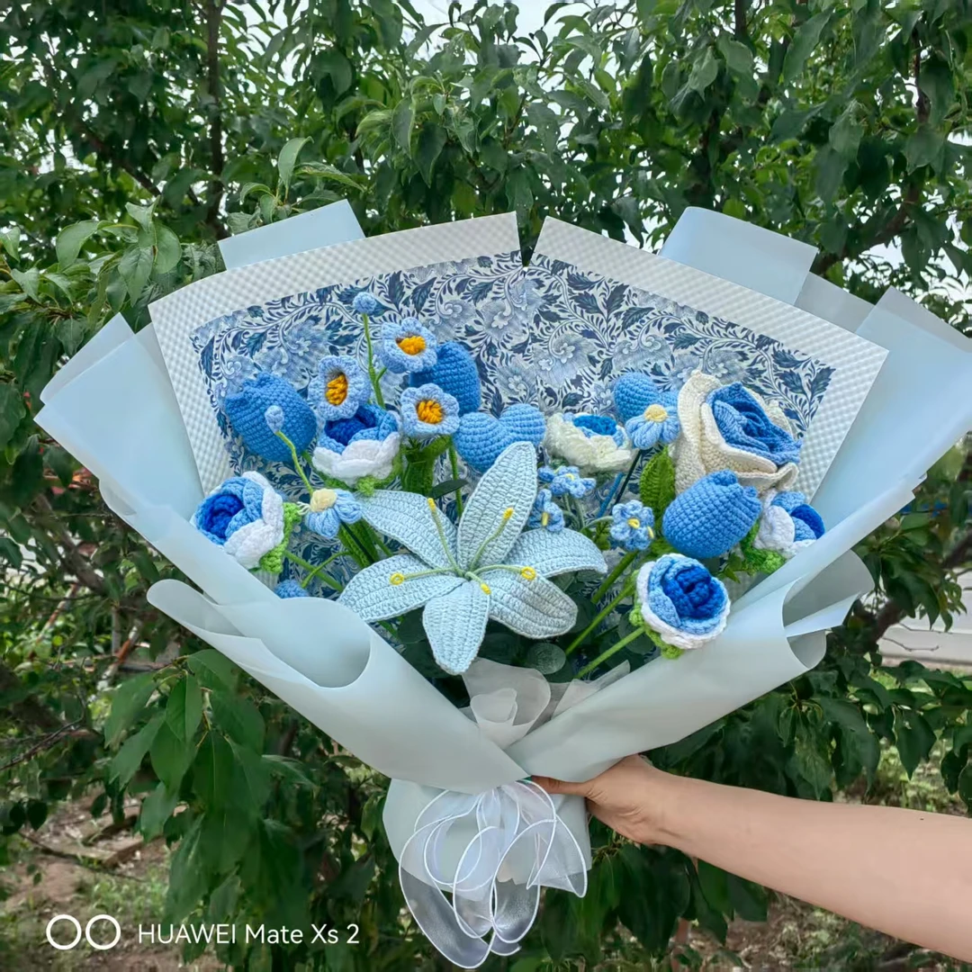 手工钩织编织毛线永生花成品花束创意款式仿真花礼品