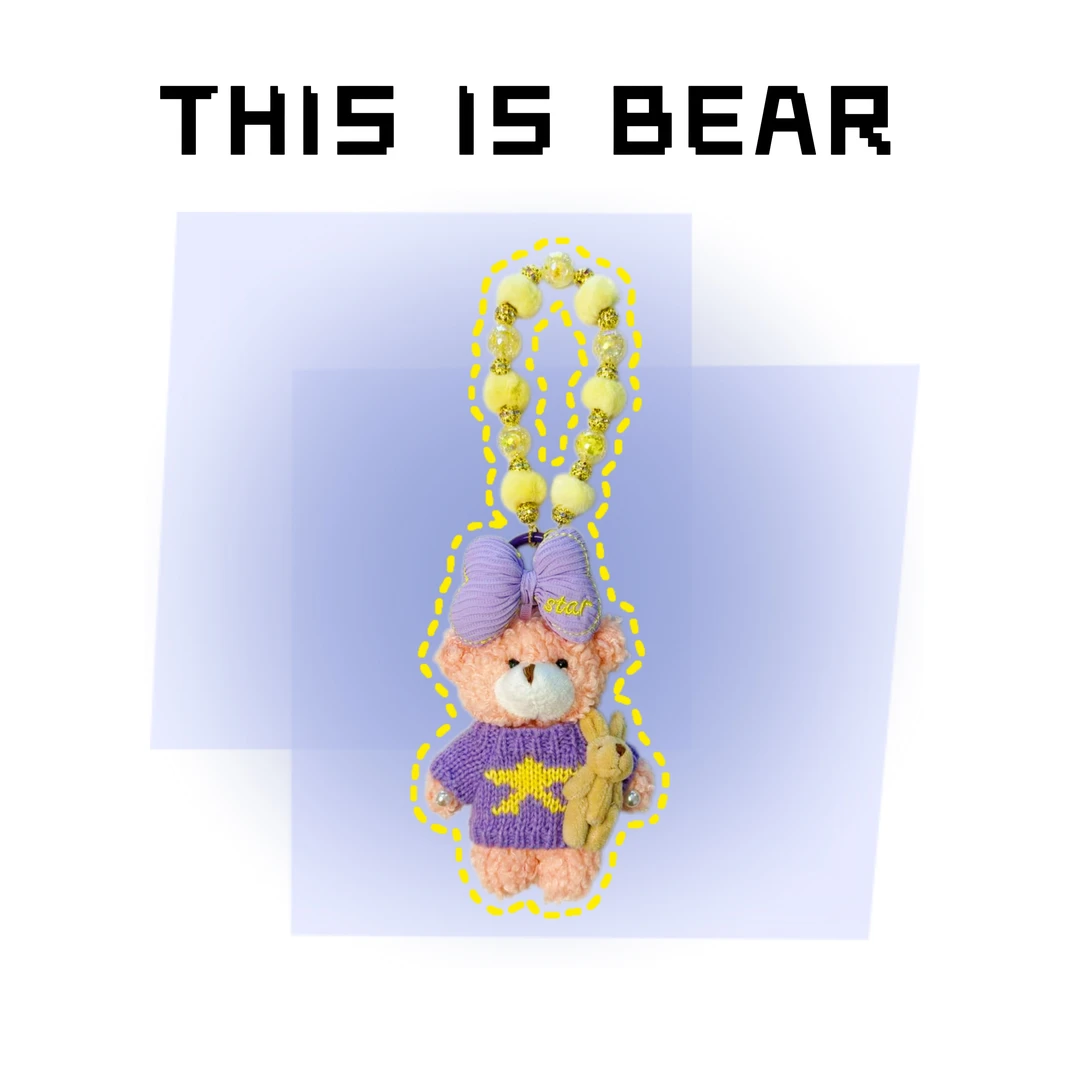 This is Bear•设计师原创包包挂件/手机挂饰/车挂/紫色大蝴蝶结