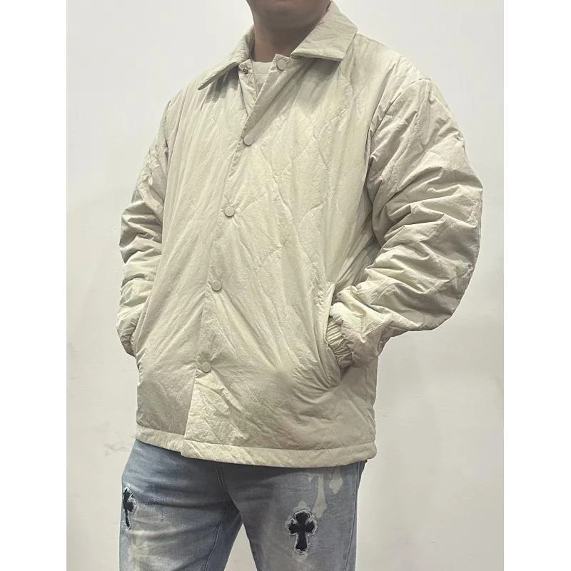 新款高货100桑蚕丝外贸男装秋冬防风保暖立领休闲棉服外套250630