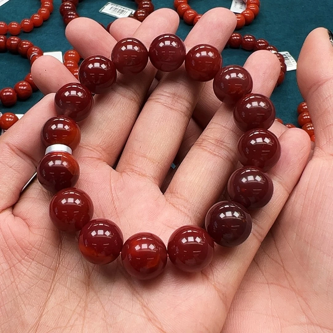 为***星南红玛瑙未镶嵌手链瓦西珍藏级牛血红13