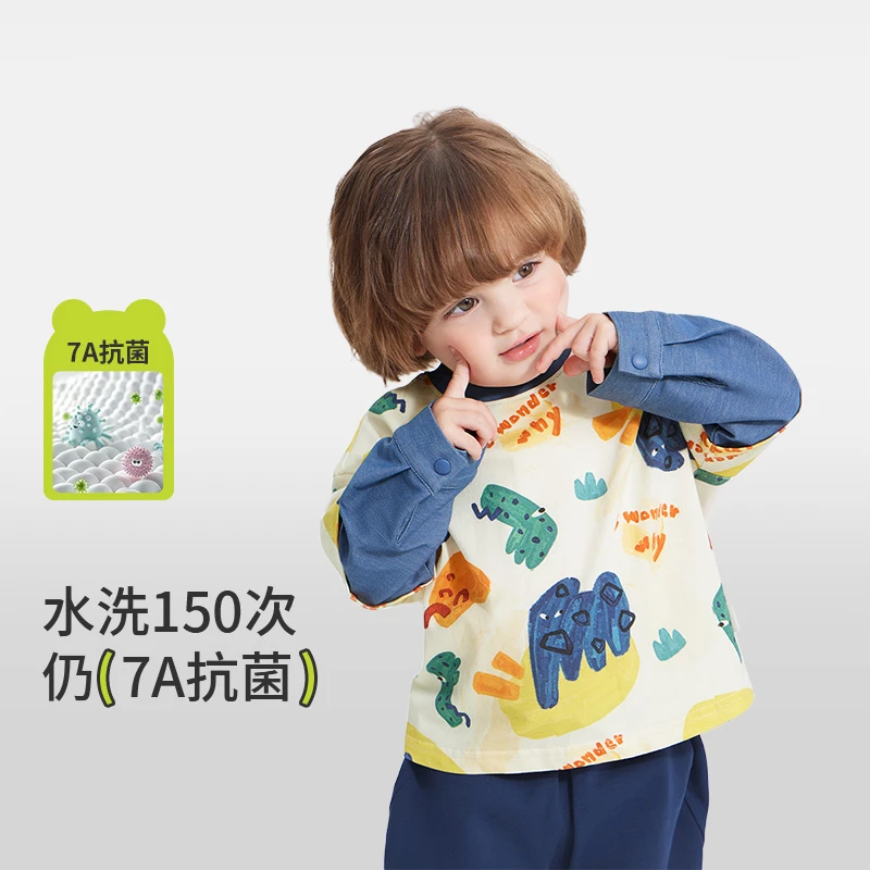 CICIIBEAR/齐齐熊[7A抗菌]宝宝长袖印花t恤春秋款假两件童Q102909