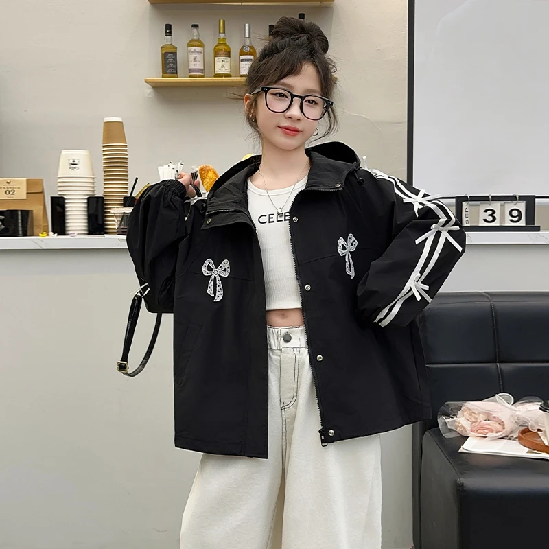 女童春季拉链衫普通外套设计感风衣韩版秋装时尚百搭休闲学生上衣