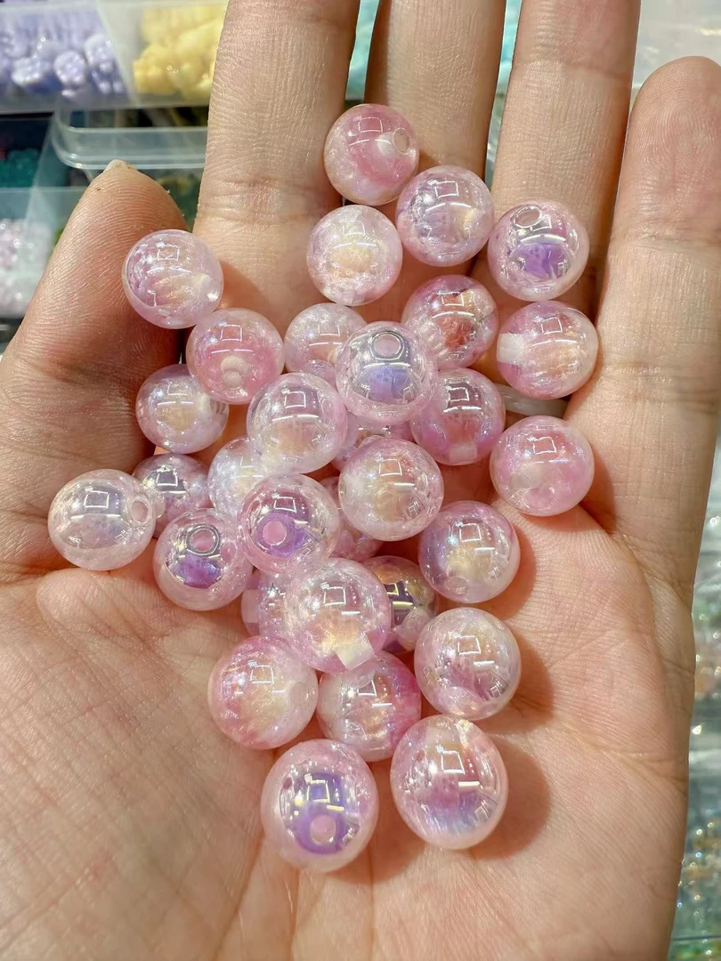 卡12光学电镀油画圆珠 通孔DIY配件