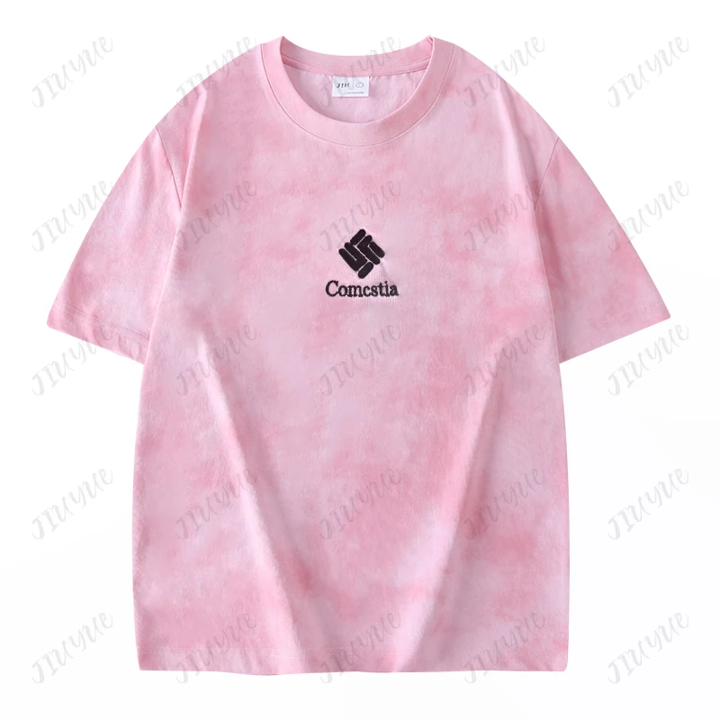 夏季新款冰感蜡染刺绣方块男女情侣款短袖2030