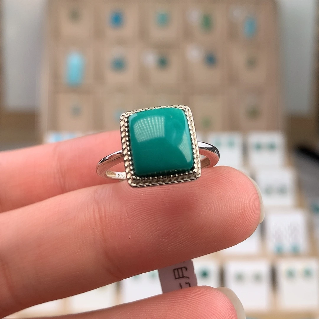 绿松石银S925镶嵌戒指