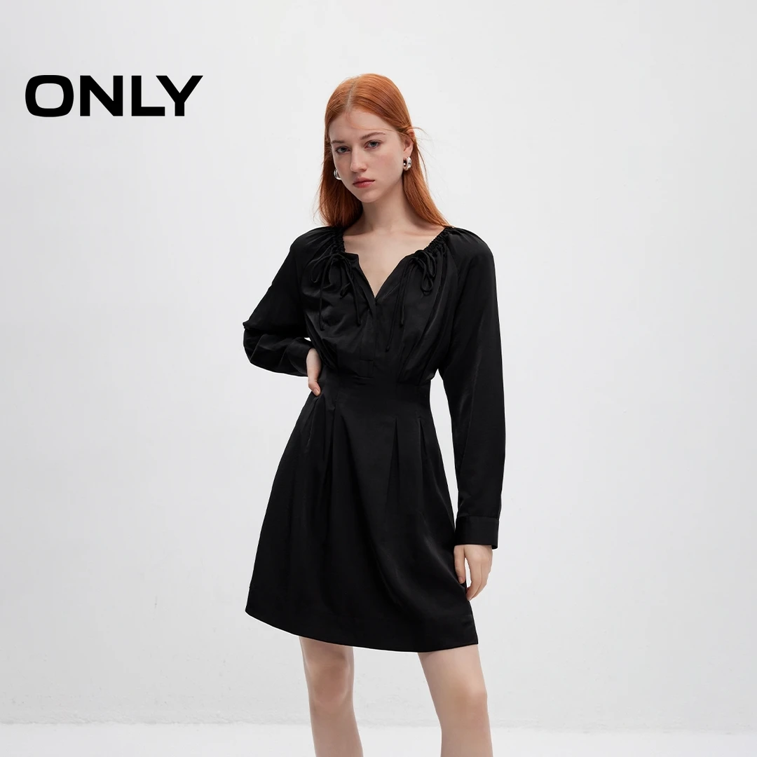 ONLY夏季抽绳A字收腰短裙连衣裙女酷飒风女装高级感|125107014