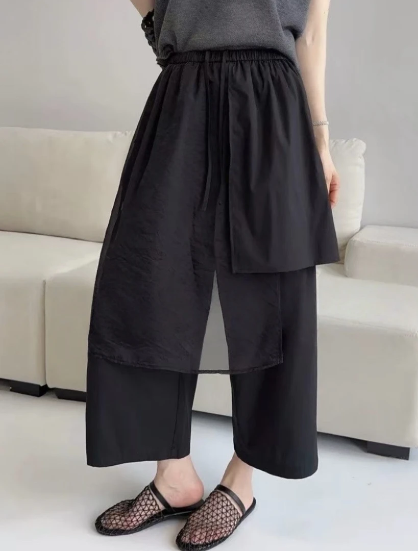 【现货慵懒裙裤】小众设计款屁帘网纱八分假两件裤裙百搭潮流