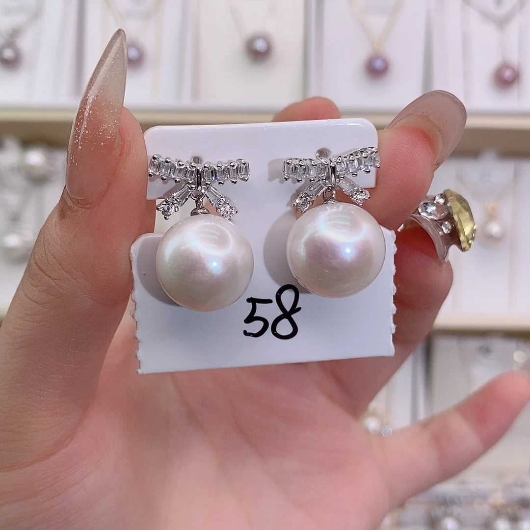 *****银S925镶嵌淡水珍珠耳饰13➕