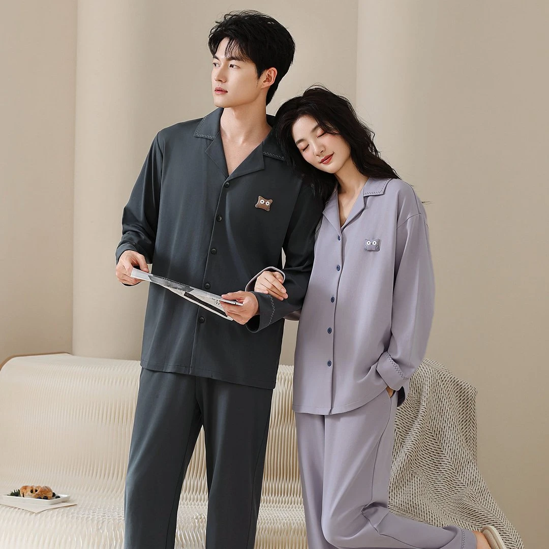 RUSIFEN/汝斯芬新款长袖睡衣春秋冬季家居服男女情侣舒适休闲套装