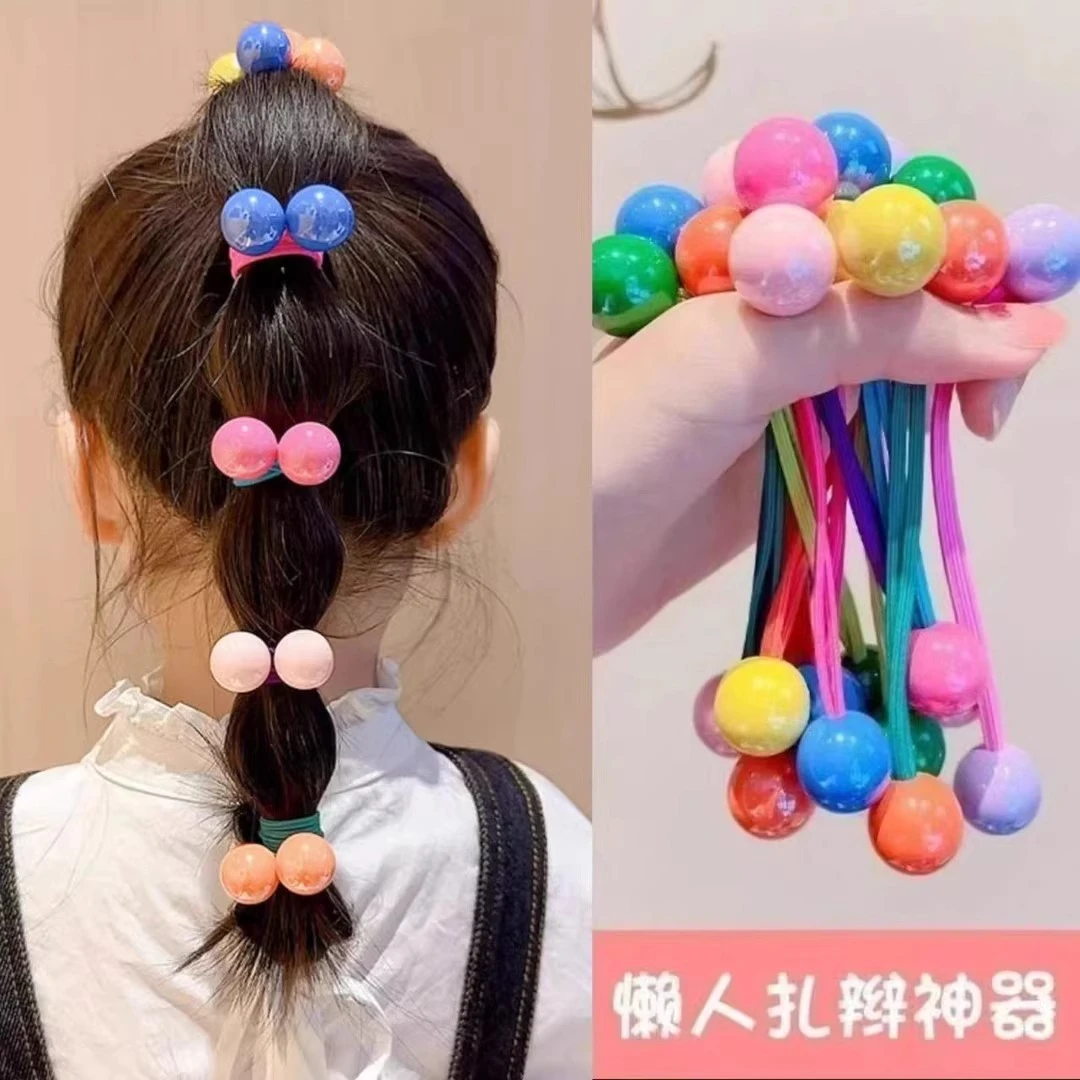 头绳女扎马尾儿童糖果色发圈女童球球皮筋宝宝小女孩扎辫子发饰