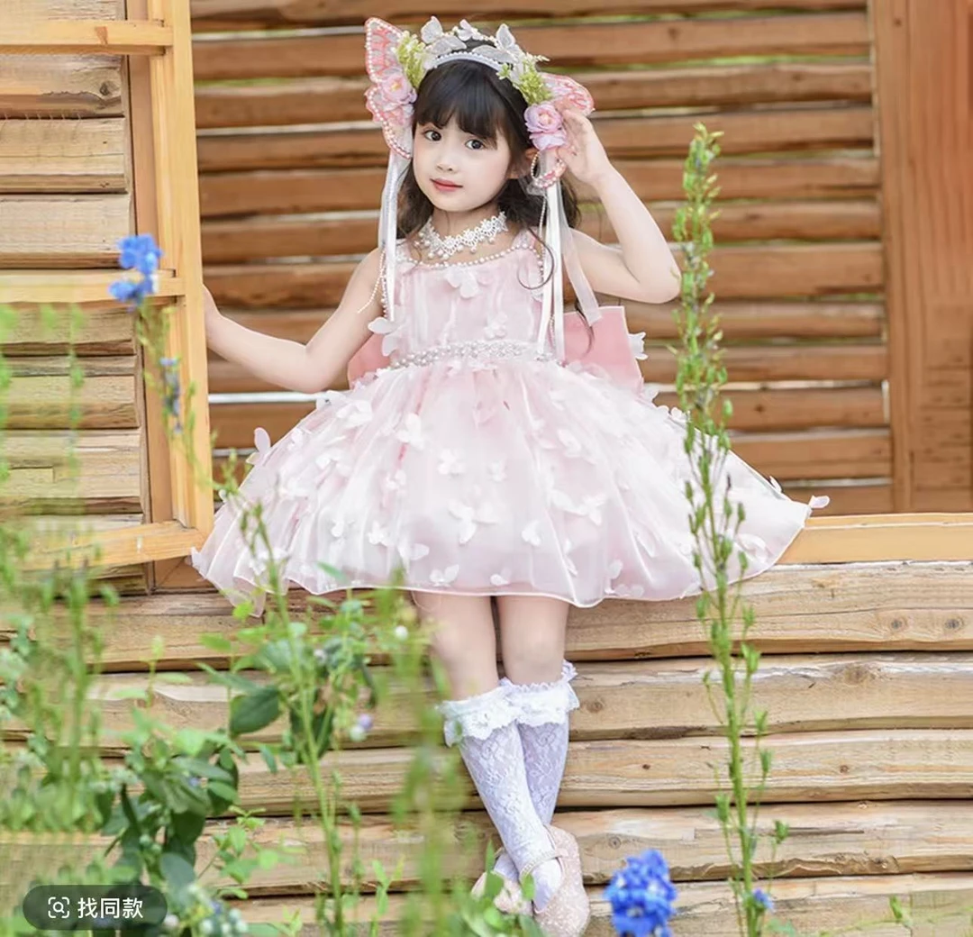 A听号下单可爱风卡通连衣裙公主风女公主裙洋装裙子女孩拜年服装