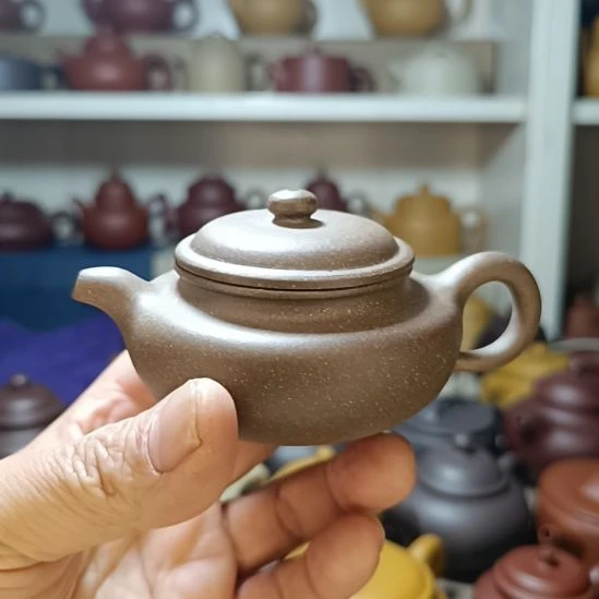 茶壶紫砂原矿青灰段仿古130cc半手工