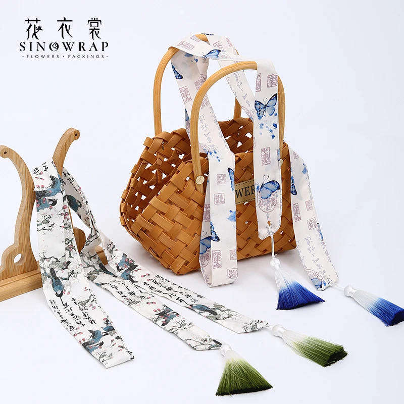 【花园时光】新中式印花丝带鲜花花束绑带手工艺礼物装饰飘带书法