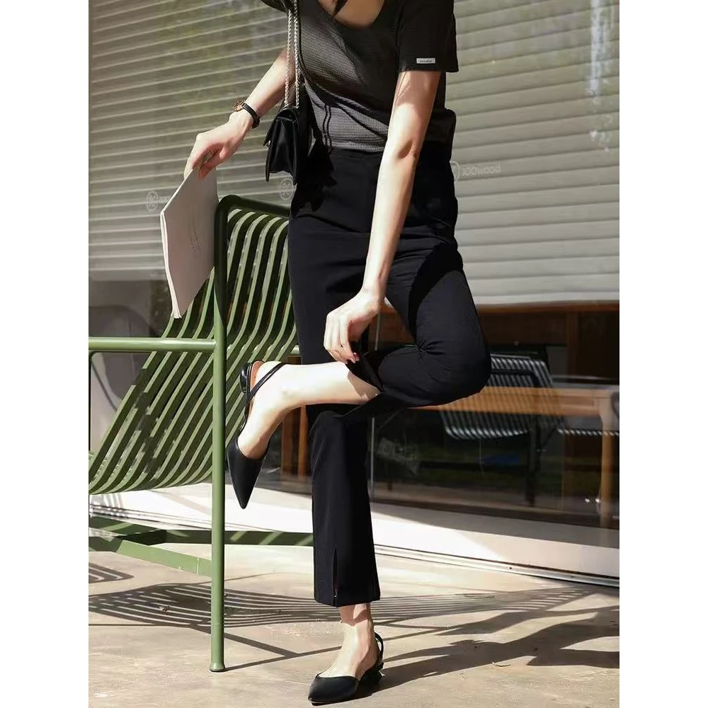 7751 款号2007开叉西装裤女新款高腰修身休闲裤子