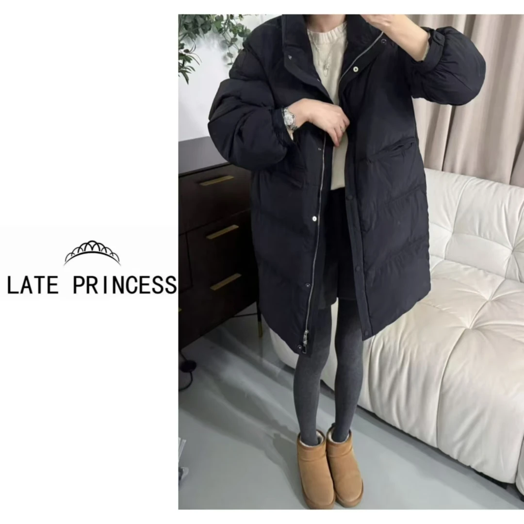 LATEPRINCESS【独角兽】新款中长款立领时尚韩版保暖羽绒服高级
