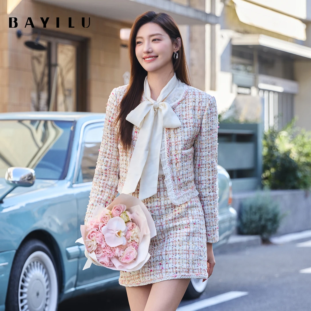【小铃铛】芭依璐秋季格子外套小香风93W5376