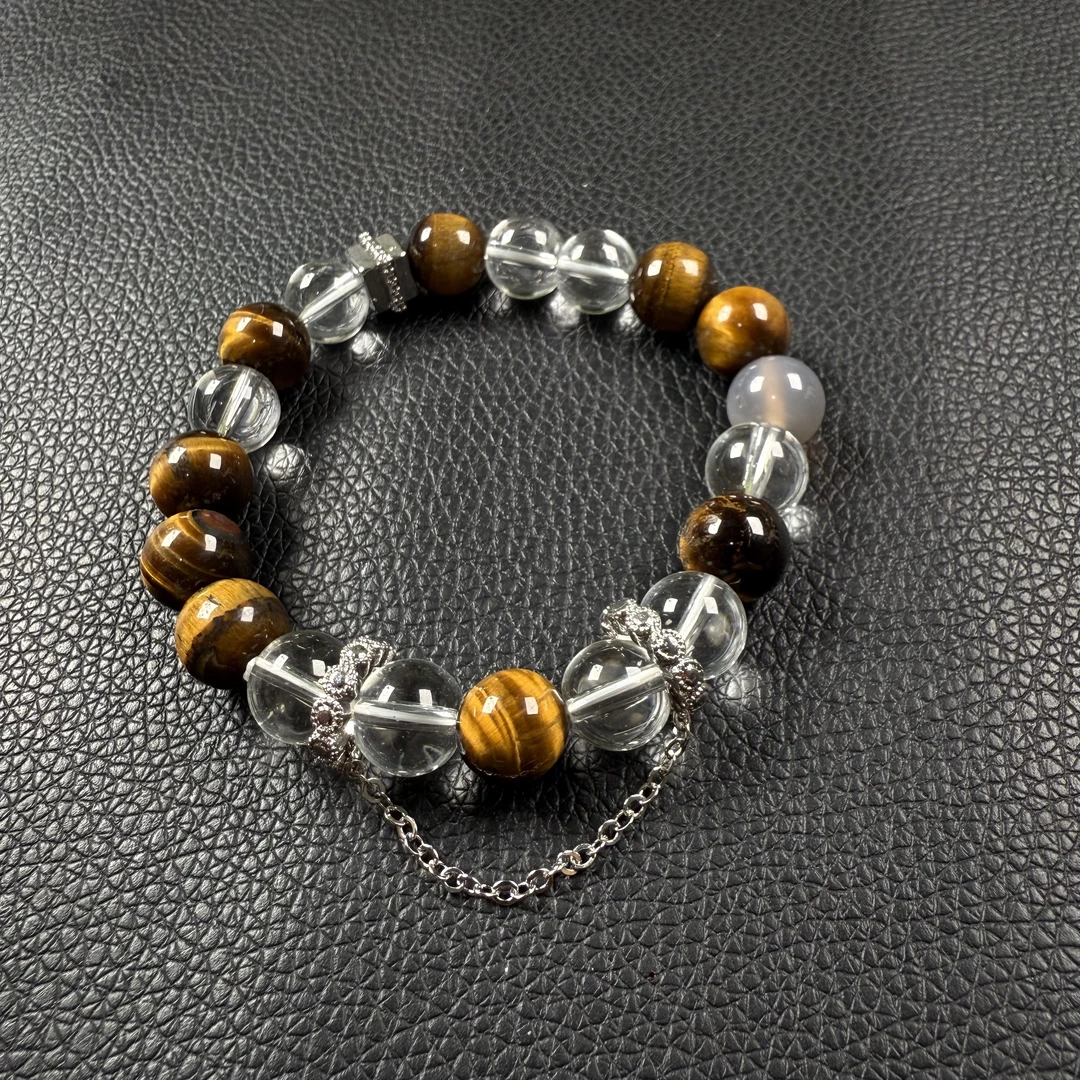 【东海水晶】爆闪设计白水晶虎眼四方来米手串ZY001多样性发其一