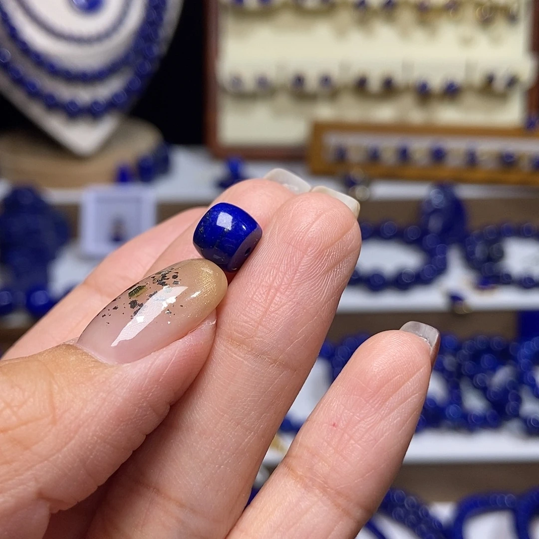 老***运青金石未镶嵌老型直切单珠8mm