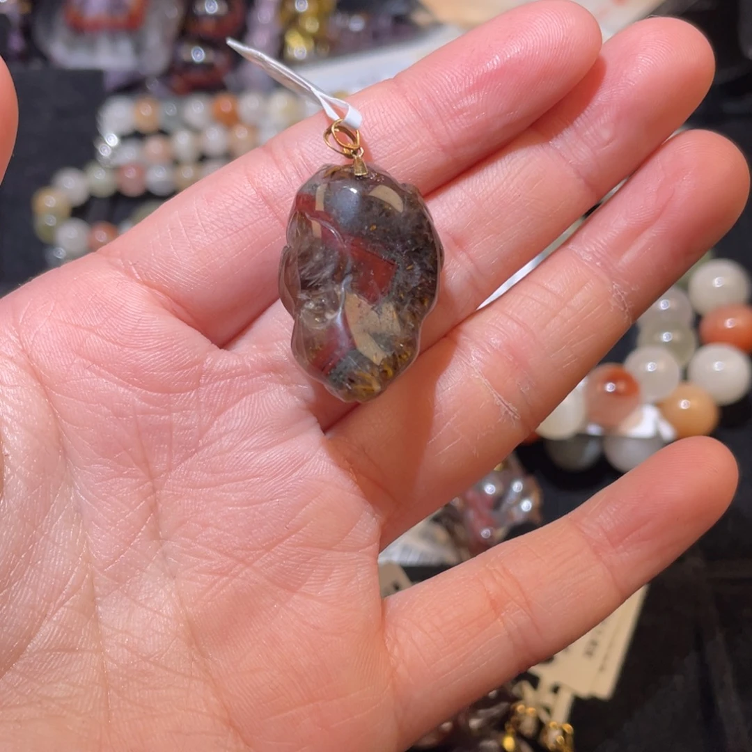 花***昙未镶嵌吊坠(不含链)水晶金多多极光23吊坠