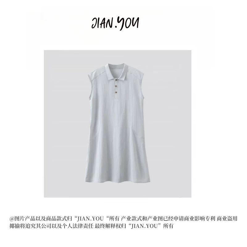 JIANYOU-[千金闺锦]25年夏新款时尚百搭POLO无袖连衣裙O-25785
