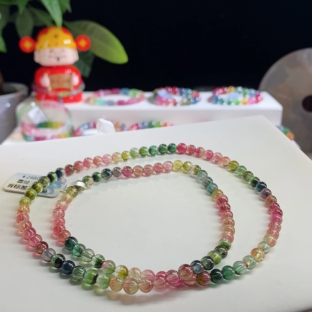 未镶嵌手链碧玺西瓜三圈