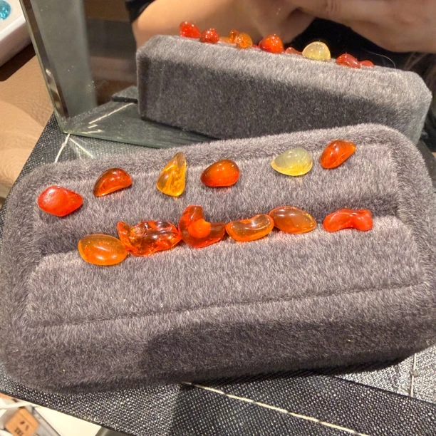 天然墨西哥火欧珀 随形 无杂干净