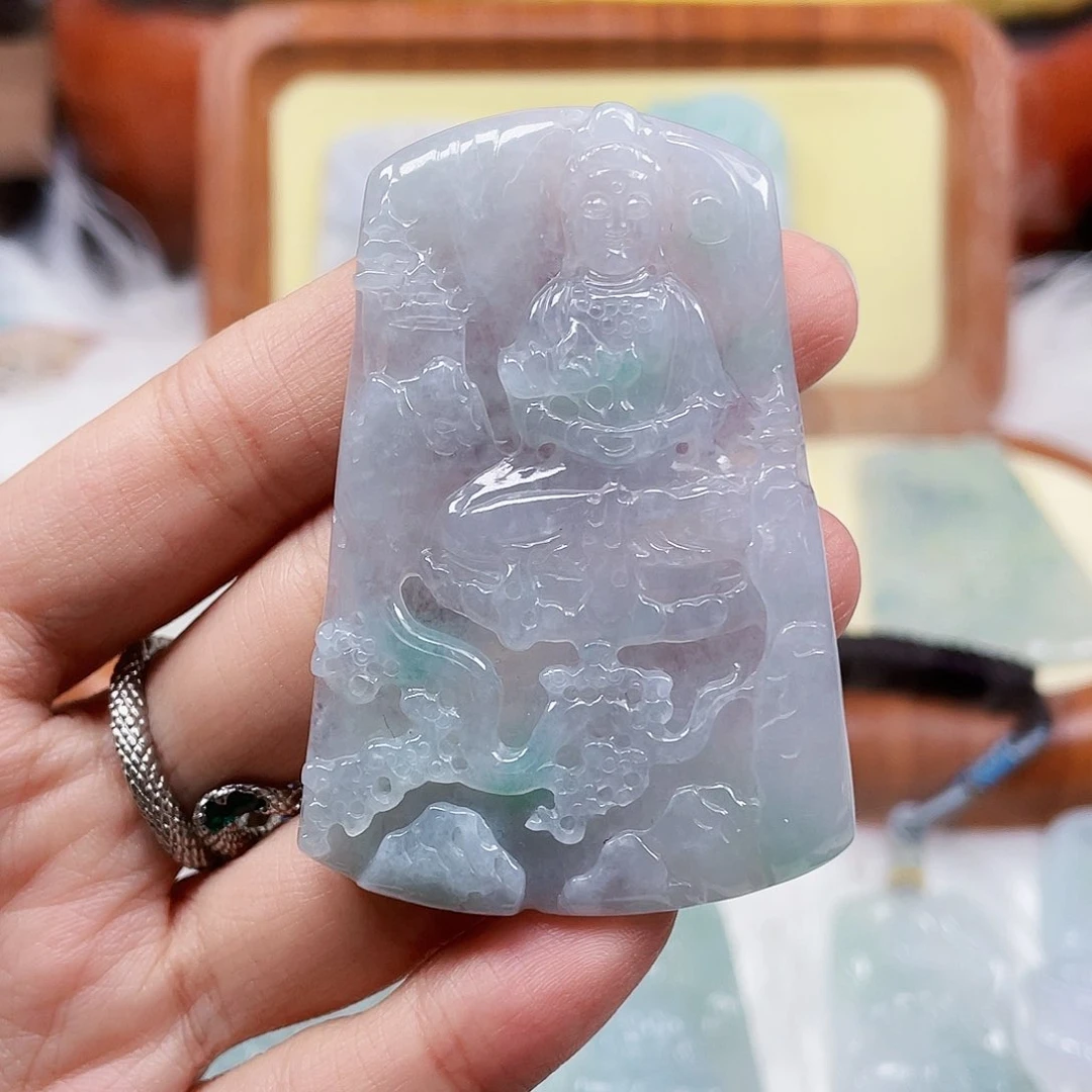 志***杰翡翠未镶嵌项圈山水观音