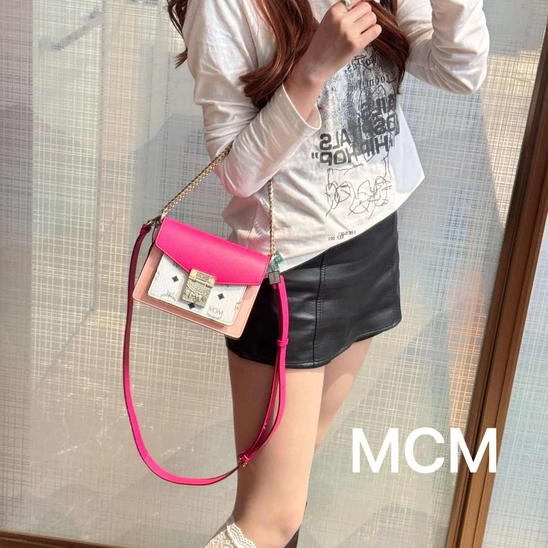 95新 MCM NN16经典三色腋下单肩拼色网红休闲95新/代买服务