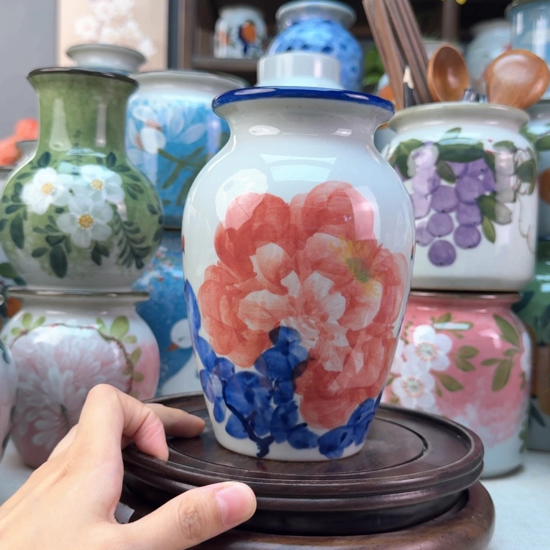 景德镇陶瓷手绘花瓶无孔