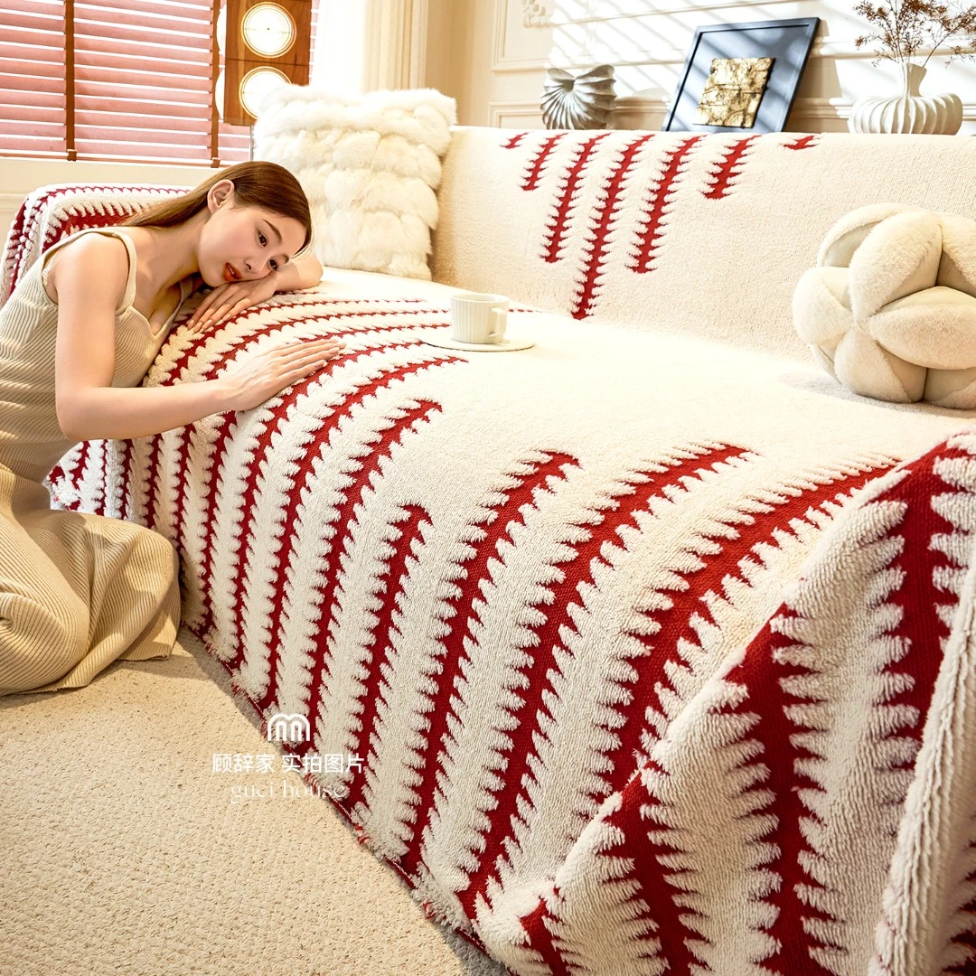 轻奢高级感沙发盖布冬季毛绒沙发毯子防滑沙发巾一整张全盖防猫抓