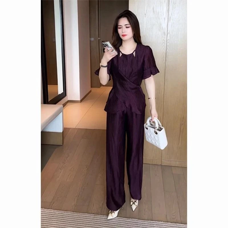 2025新款夏季新款穿搭洋气时尚气质收腰修身不挑人减龄套装高腰